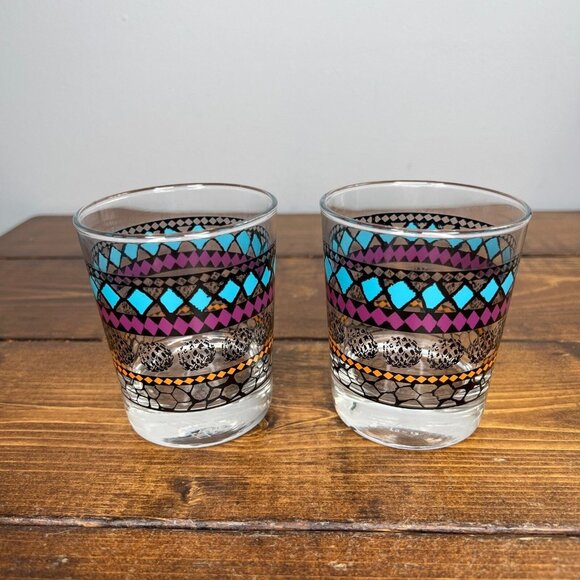 IKEA Murkla Multi-Colored Juice Cocktails Old-Fashioned Whiskey Glass Set of 2 - Picture 1 of 8